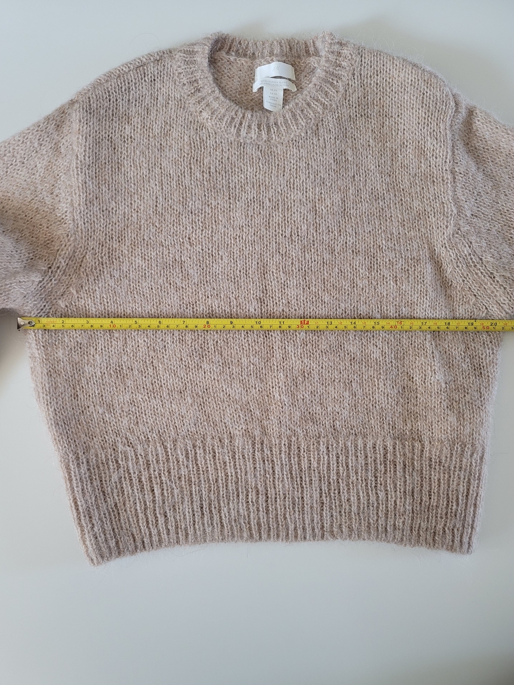 H&M Wool/Alpaca Blend Crew Neck Long Sleeve Taupe Sweater, XS - Picture 3 of 9